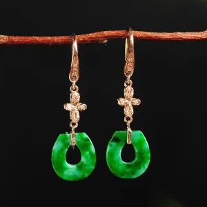 Natural Jade Earrings Jadeite Gold Earrings EG38