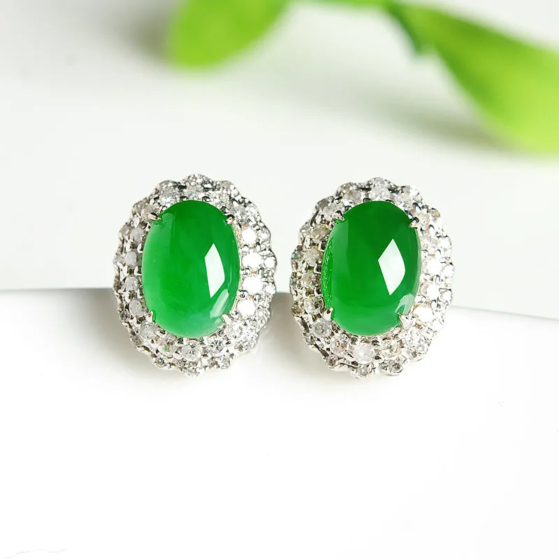 Natural Jade Earrings Jadeite Gold Earrings EG3