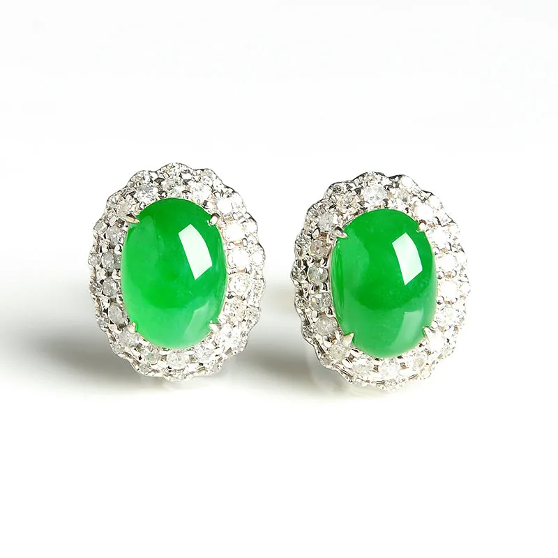 Natural Jade Earrings Jadeite Gold Earrings EG3