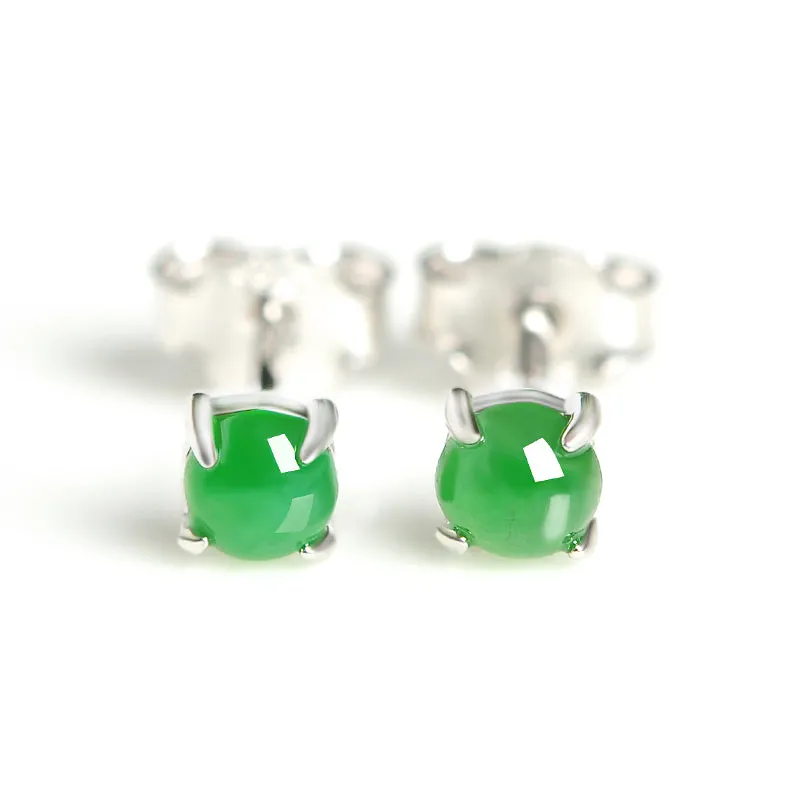 Natural Jade Earrings Jadeite Silver Earrings EG79