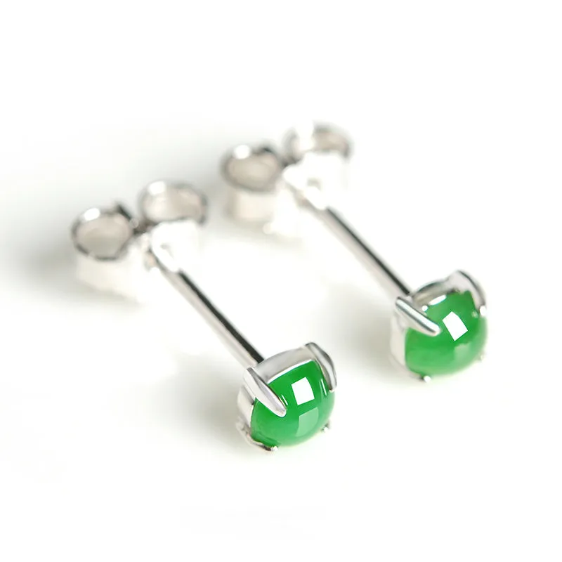 Natural Jade Earrings Jadeite Silver Earrings EG79