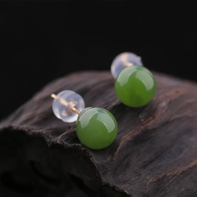 Natural Jade Earrings Nephrite Gold Earrings ZEG555