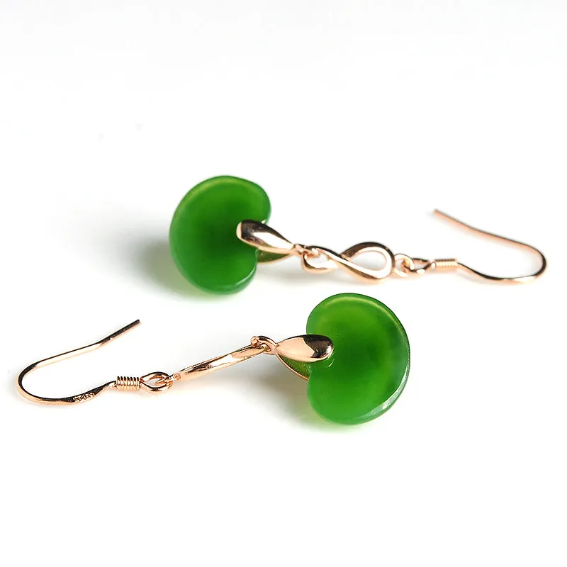 Natural Jade Earrings Nephrite Silver Earrings EG87