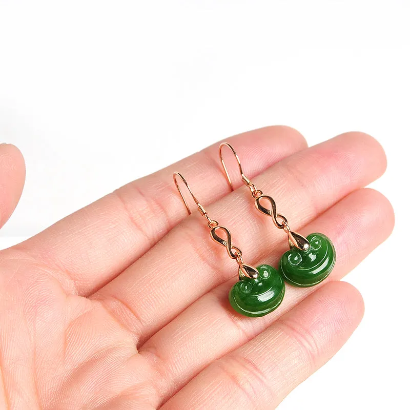 Natural Jade Earrings Nephrite Silver Earrings EG87