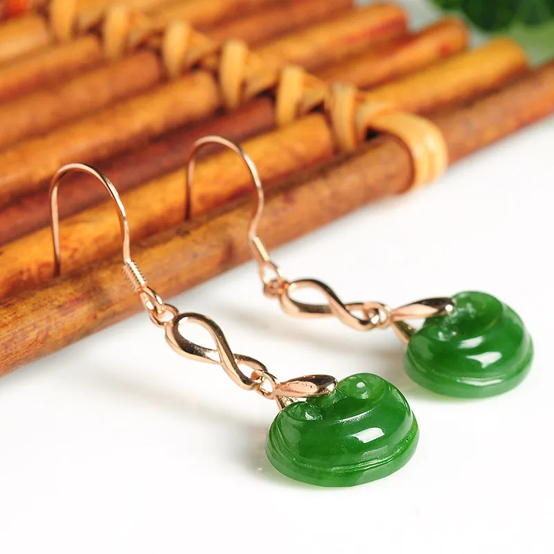 Natural Jade Earrings Nephrite Silver Earrings EG87