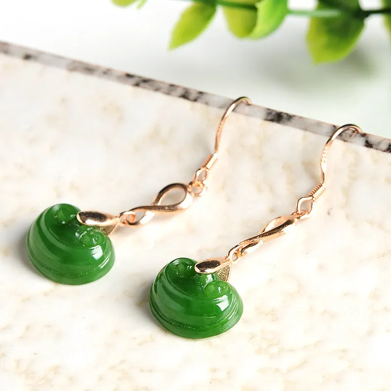 Natural Jade Earrings Nephrite Silver Earrings EG87