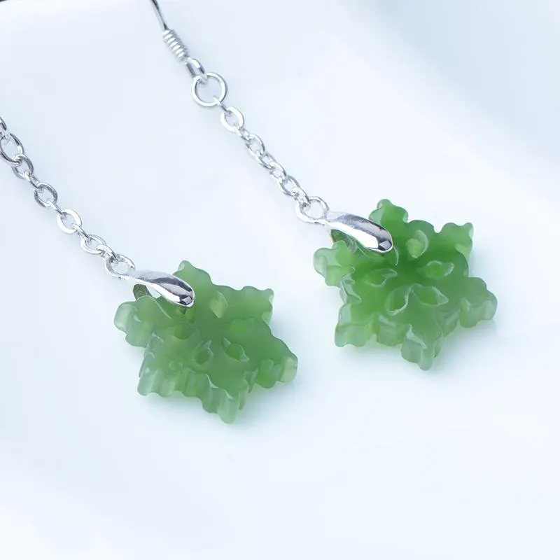 Natural Jade Earrings Nephrite Silver Earrings NE151