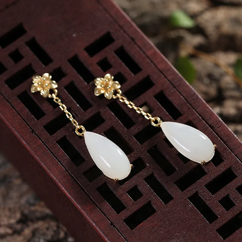 Natural Jade Earrings Nephrite Silver Earrings ZNE160