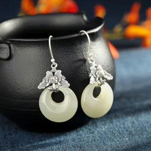 Natural Jade Earrings Nephrite Silver Earrings ZNE172