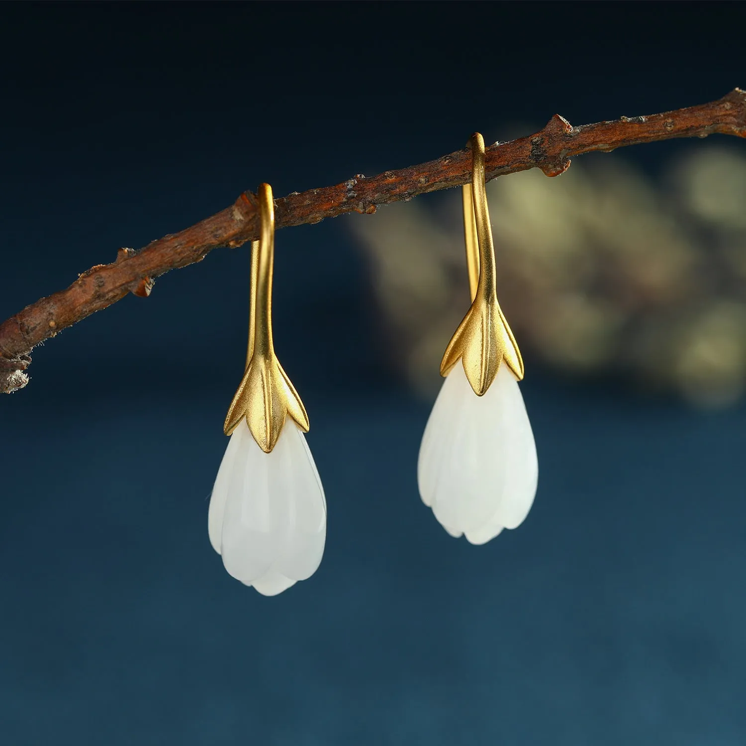 Natural Jade Earrings Nephrite Silver Earrings ZNE177