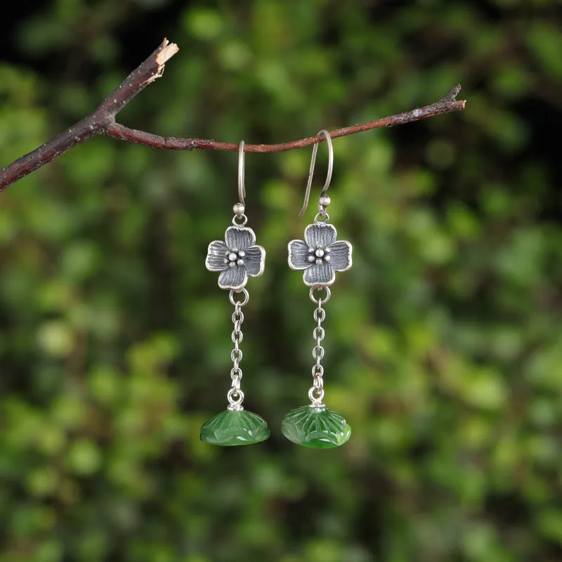 Natural Jade Earrings Nephrite Silver Earrings ZNE467