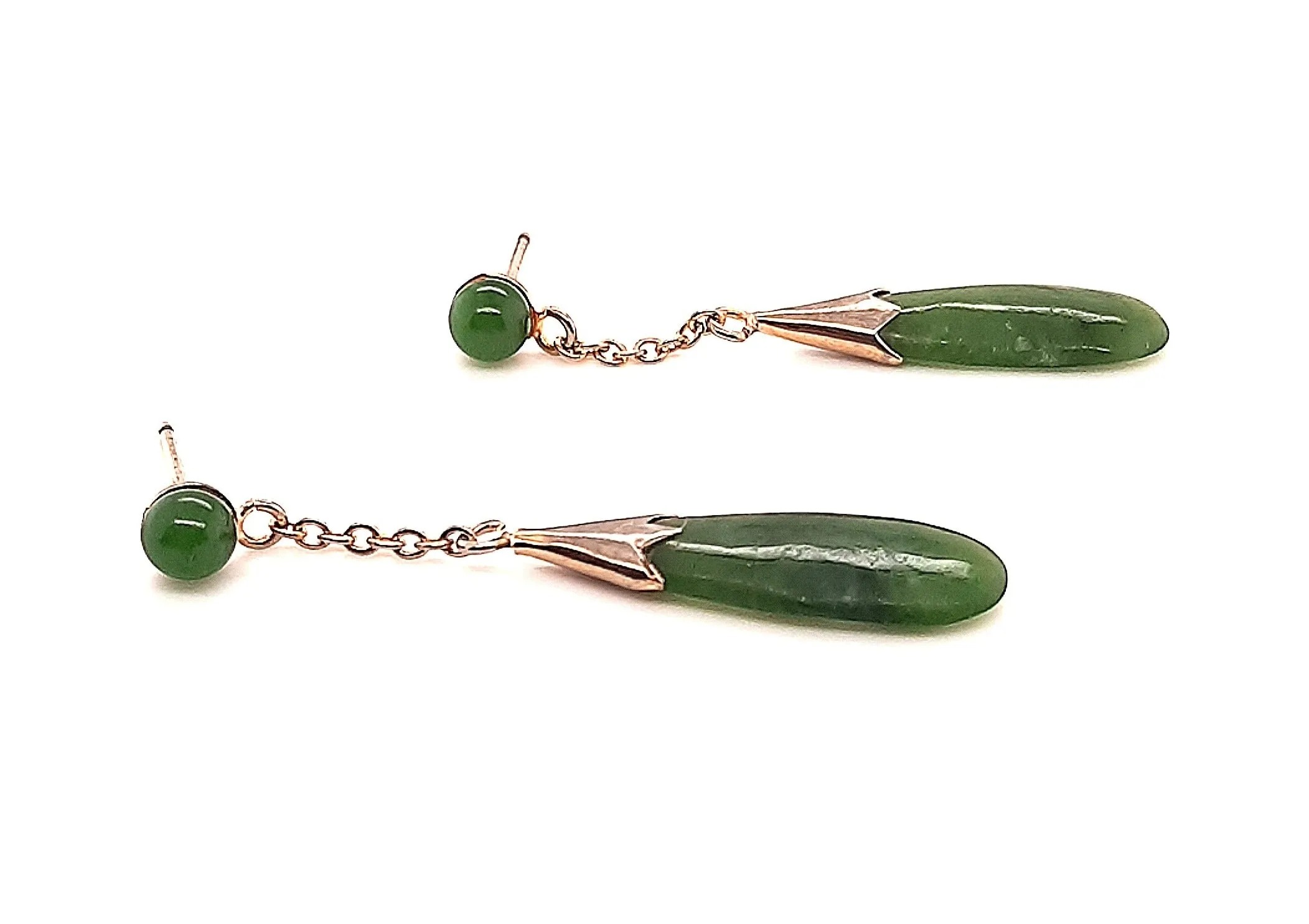 Nephrite Jade & Gold Plated Dangle/Drop Earrings