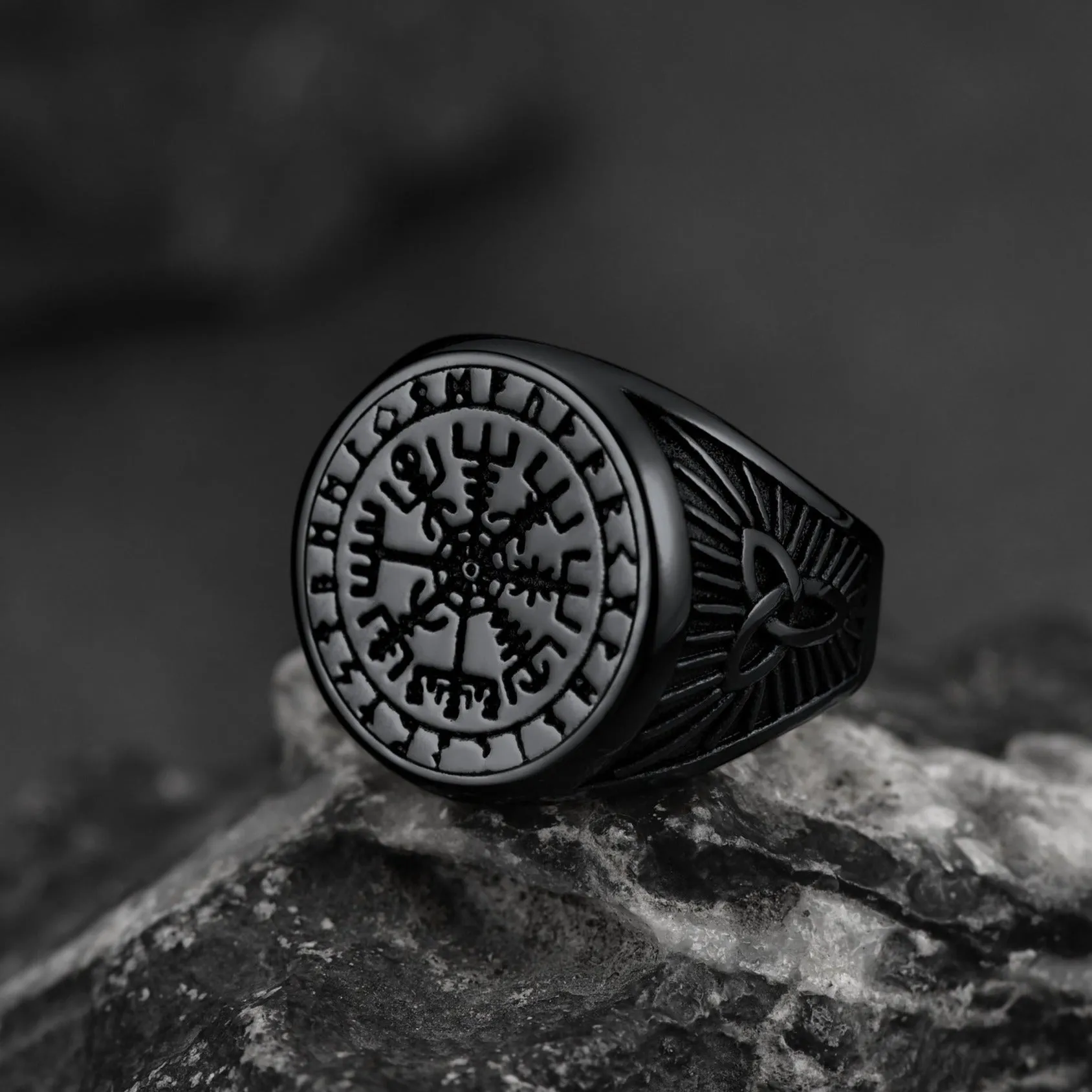 Norse Viking Compass Ring Vegvisir Signet Ring