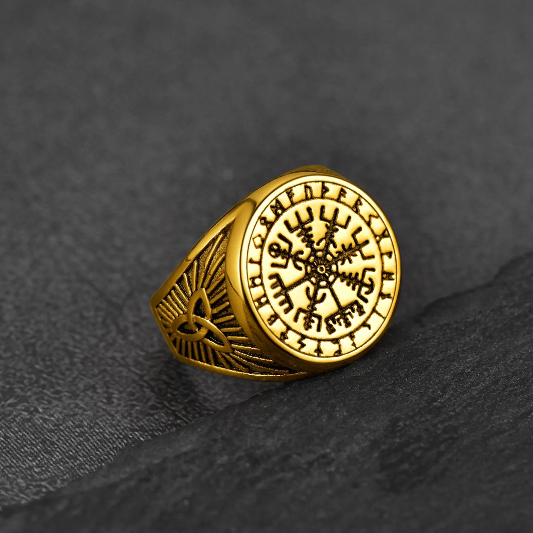 Norse Viking Compass Ring Vegvisir Signet Ring