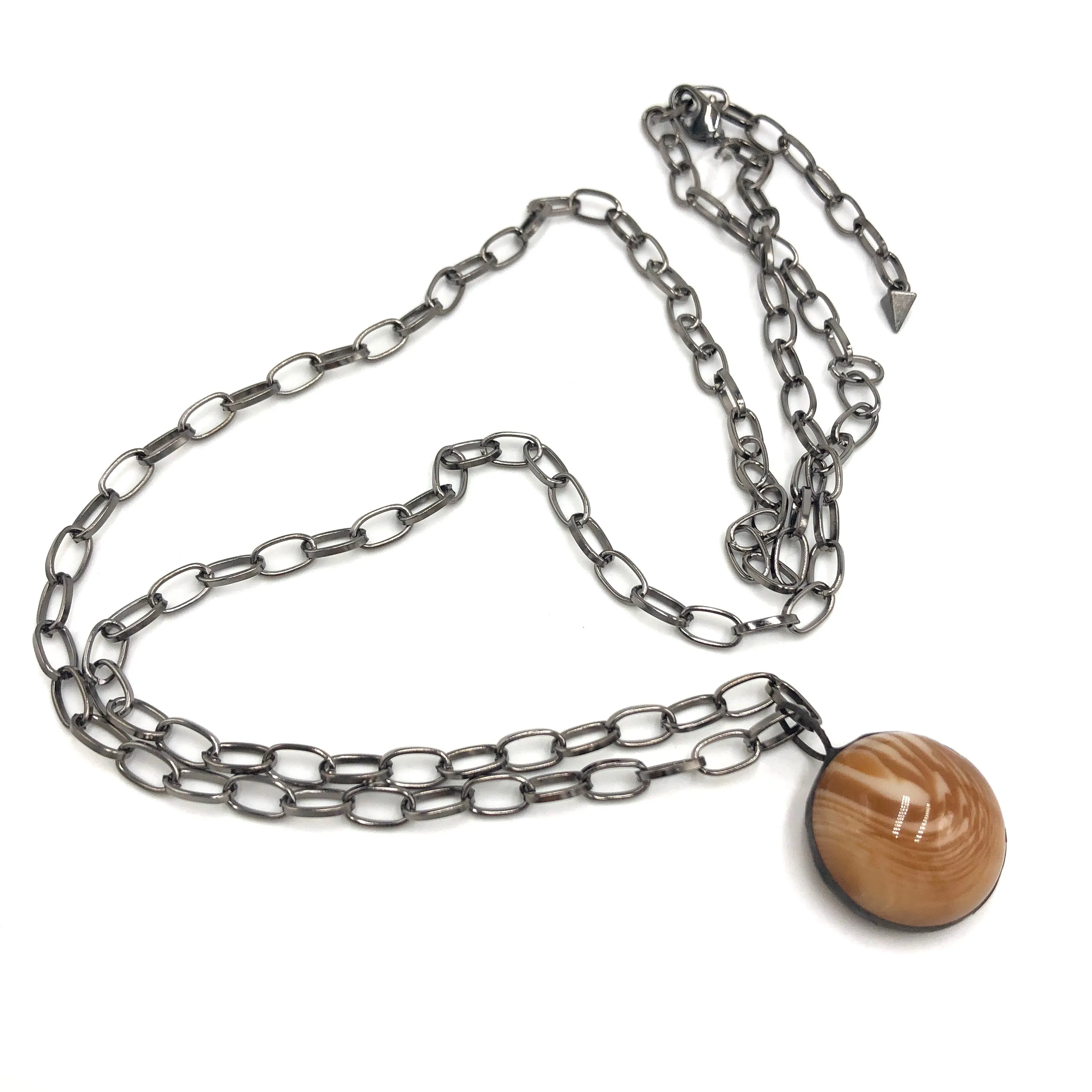 Nutmeg Amber Marbled Best Layering Necklace - 28mm Pendant *