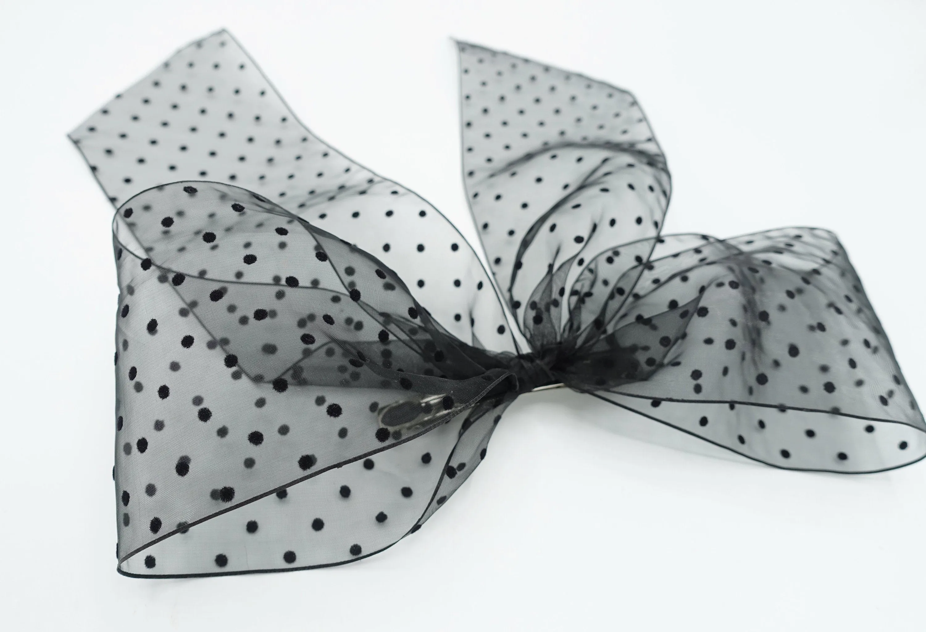 organza dot hair bow solid giant stylish hair accessory for women