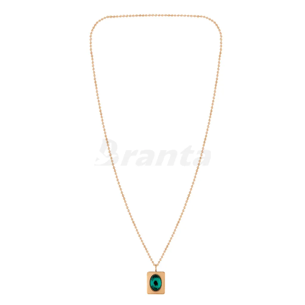 Oval Emerald Diamond Pendant Rose Gold Necklace For Women