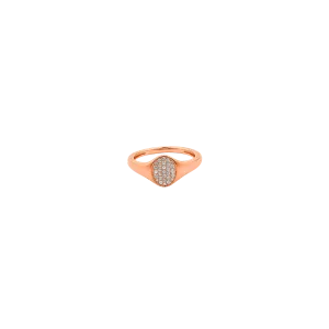 Oval Signet Diamond Ring - 14K Rose Gold