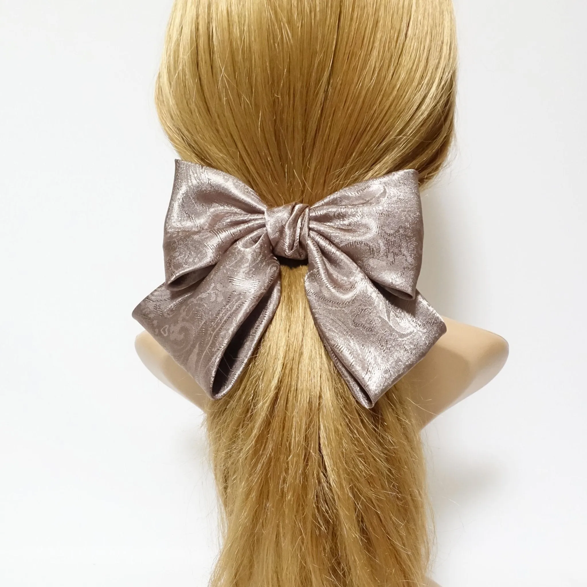 paisley pattern satin hair bow barrette glossy women hair bow accessories