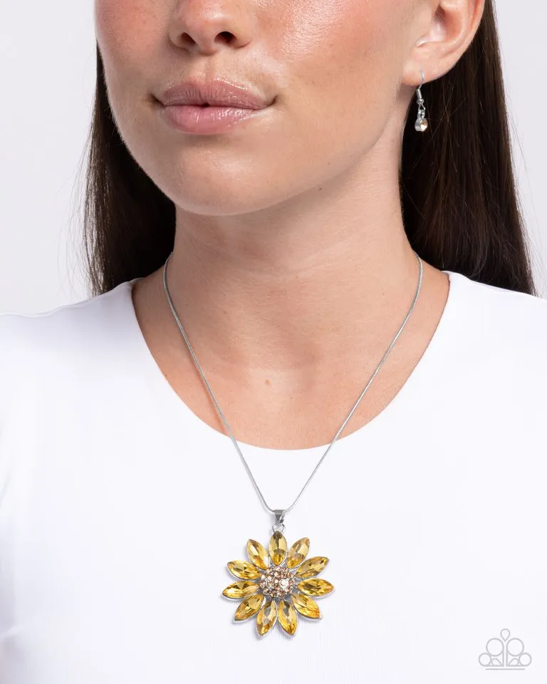 Paparazzi Necklace ~ Fortunate Floral - Yellow