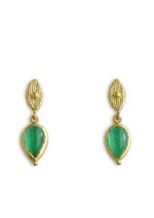 Pear Shaped Emerald Drop Earrings