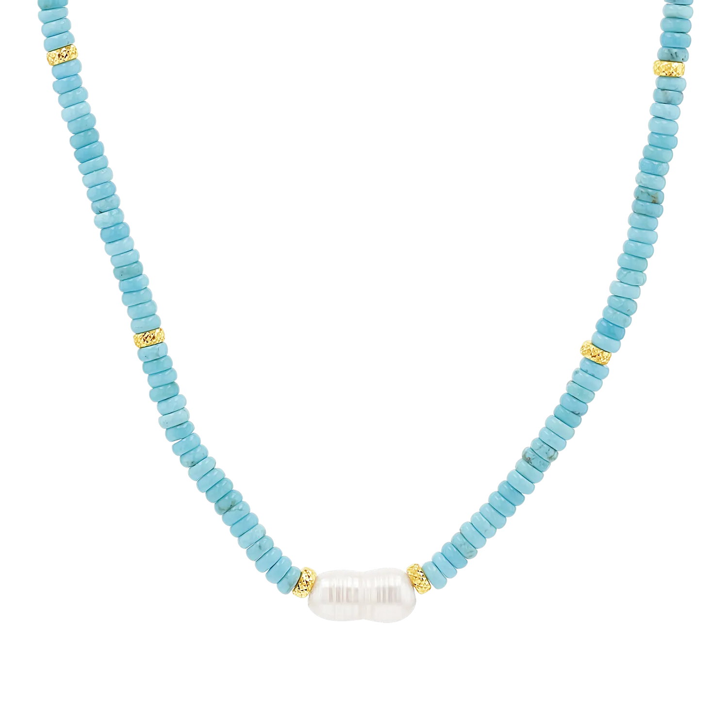 Pearl & Gold Accent Turquoise Necklace