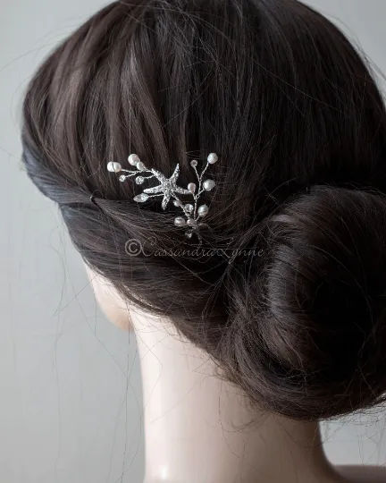 Pearl and Starfish Beach Hair Pin