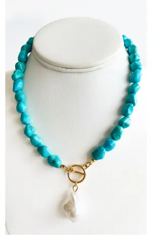 Pearl  Pendant Turquoise Necklace