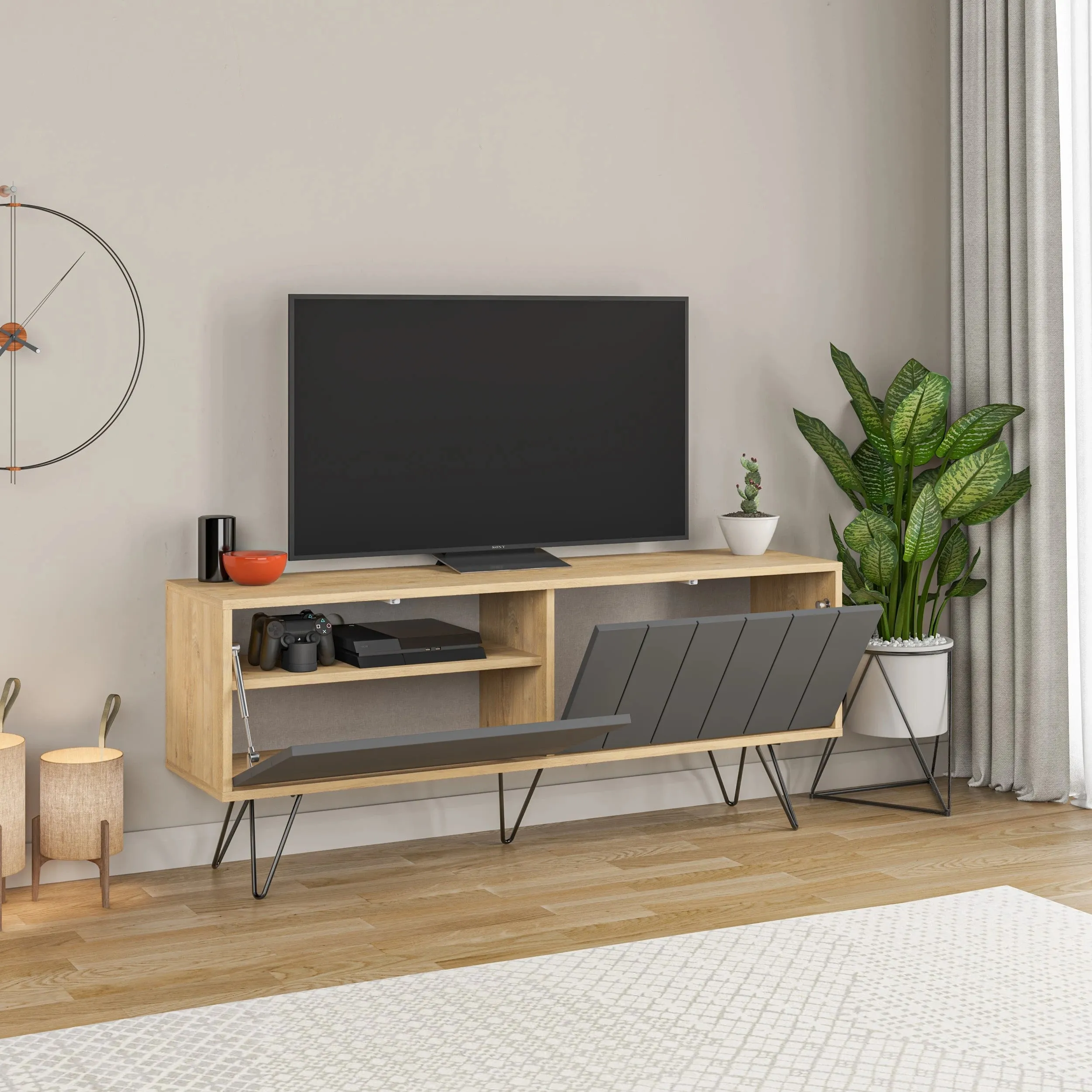 Picadilly Modern TV Stand Multimedia Centre With Storage Cabinet 139cm