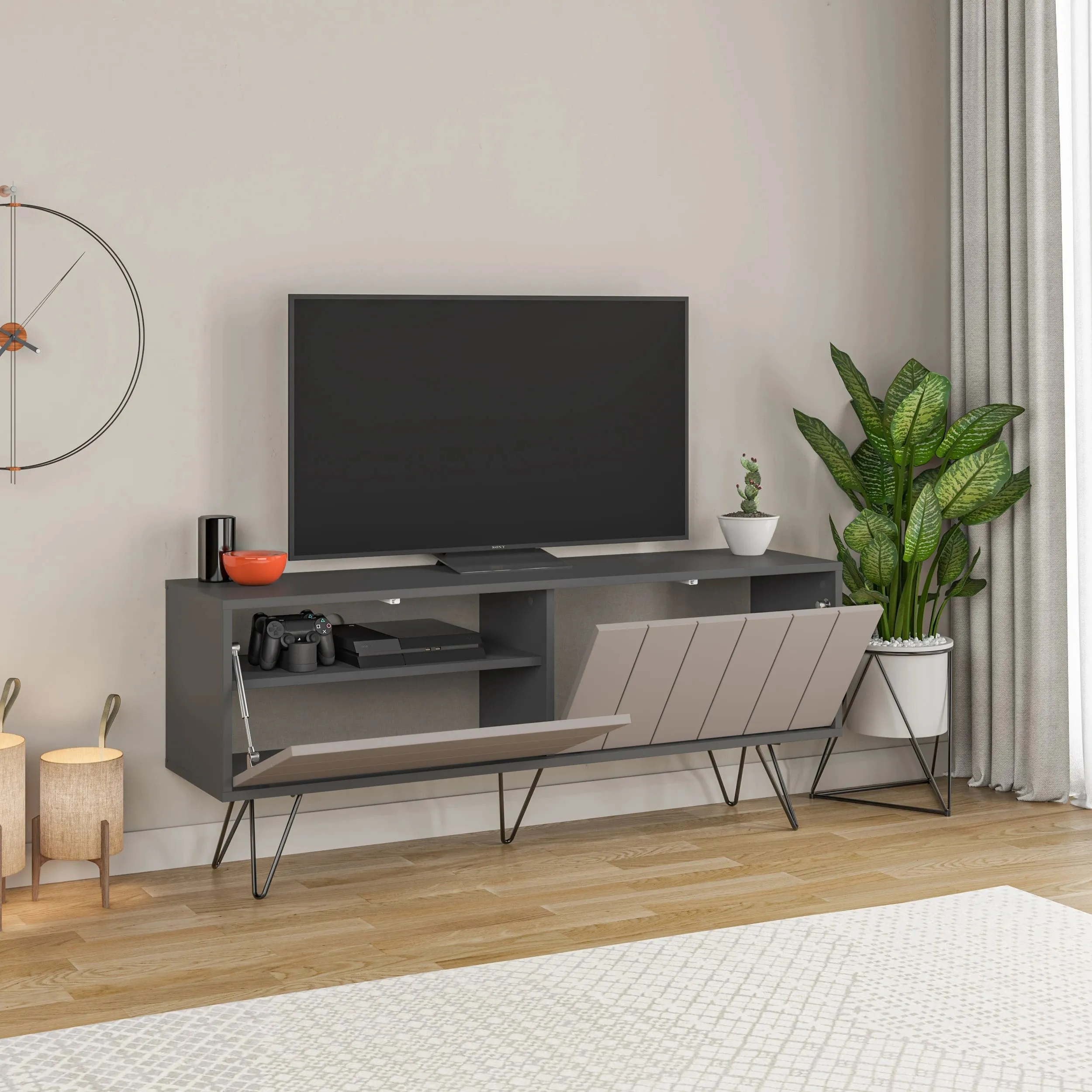 Picadilly Modern TV Stand Multimedia Centre With Storage Cabinet 139cm