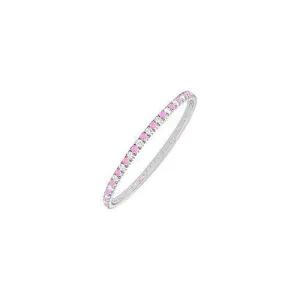 Pink Sapphire and Diamond Eternity Bangle : 14K White Gold - 5.00 CT TGW