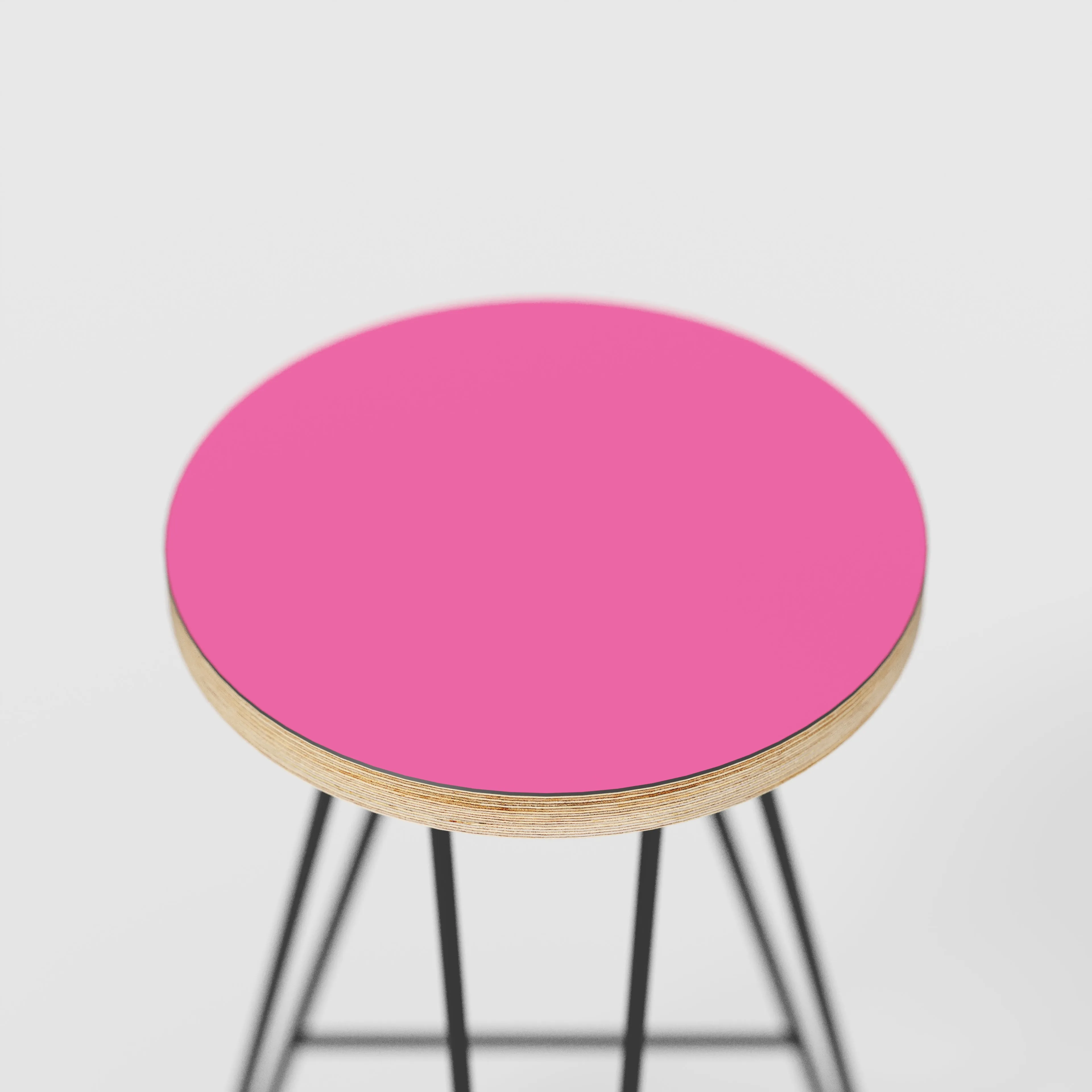 Plywood Bar Stool with Black Hairpin Base - Formica Juicy Pink