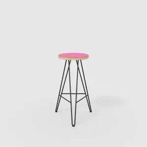 Plywood Bar Stool with Black Hairpin Base - Formica Juicy Pink