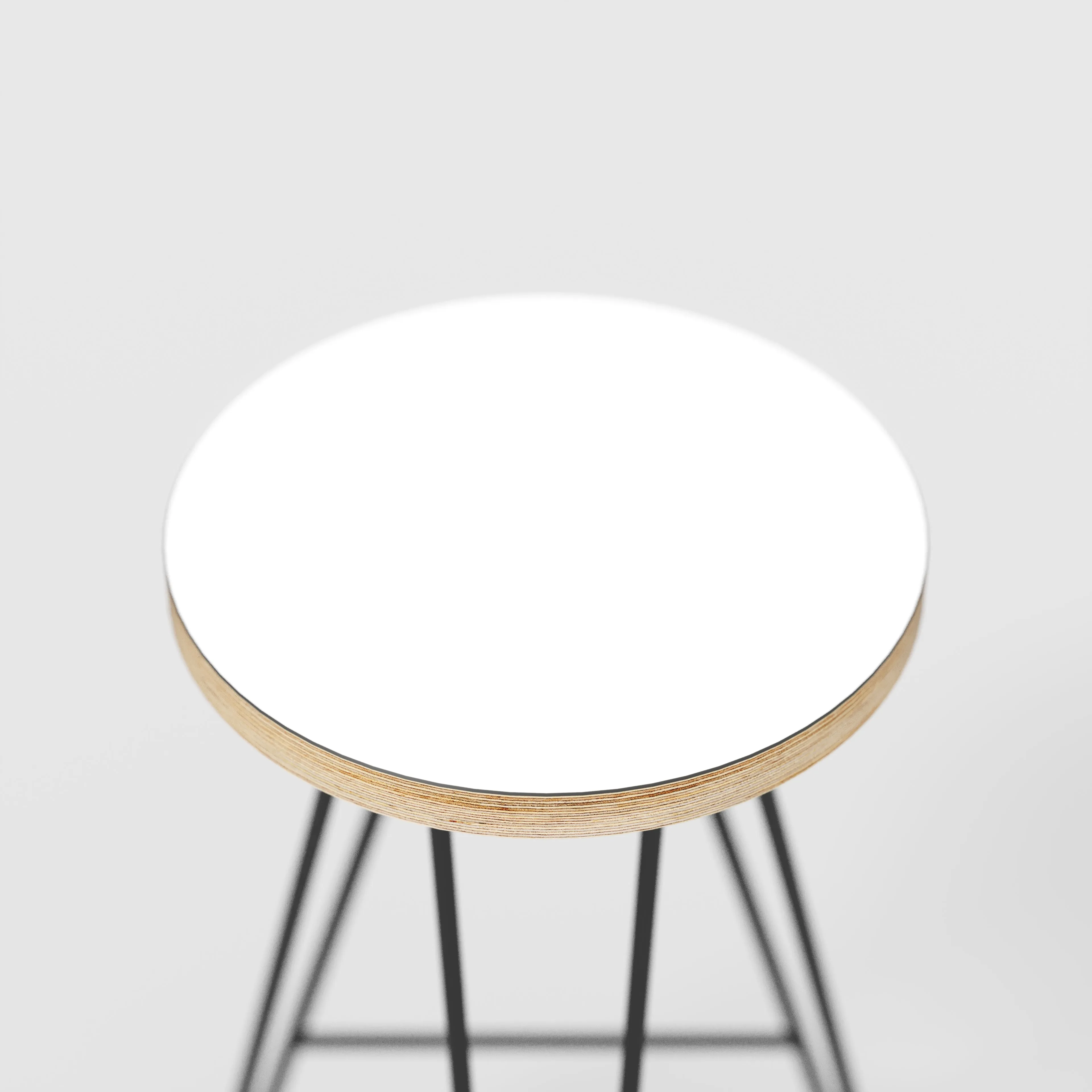 Plywood Bar Stool with Black Hairpin Base - Formica White