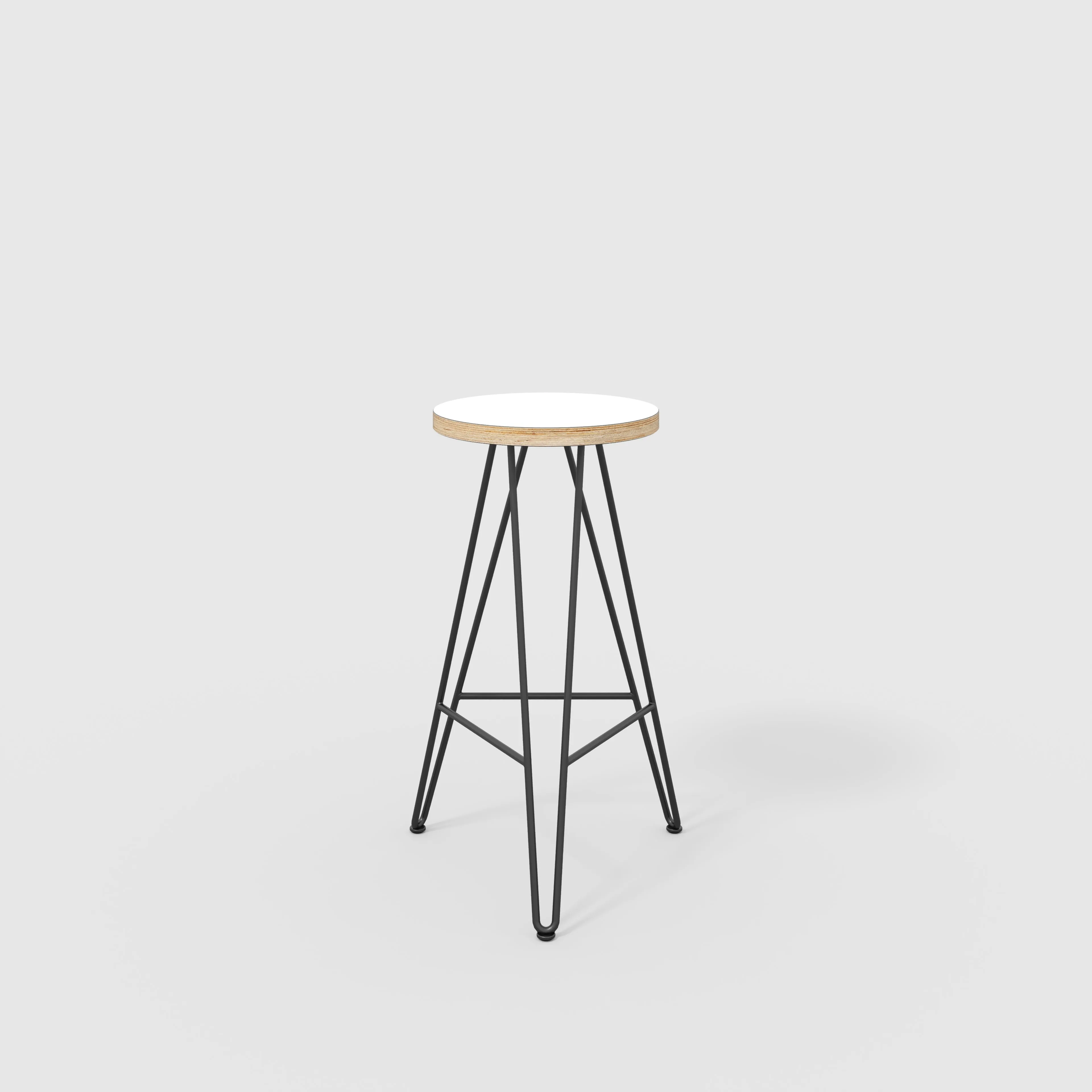 Plywood Bar Stool with Black Hairpin Base - Formica White