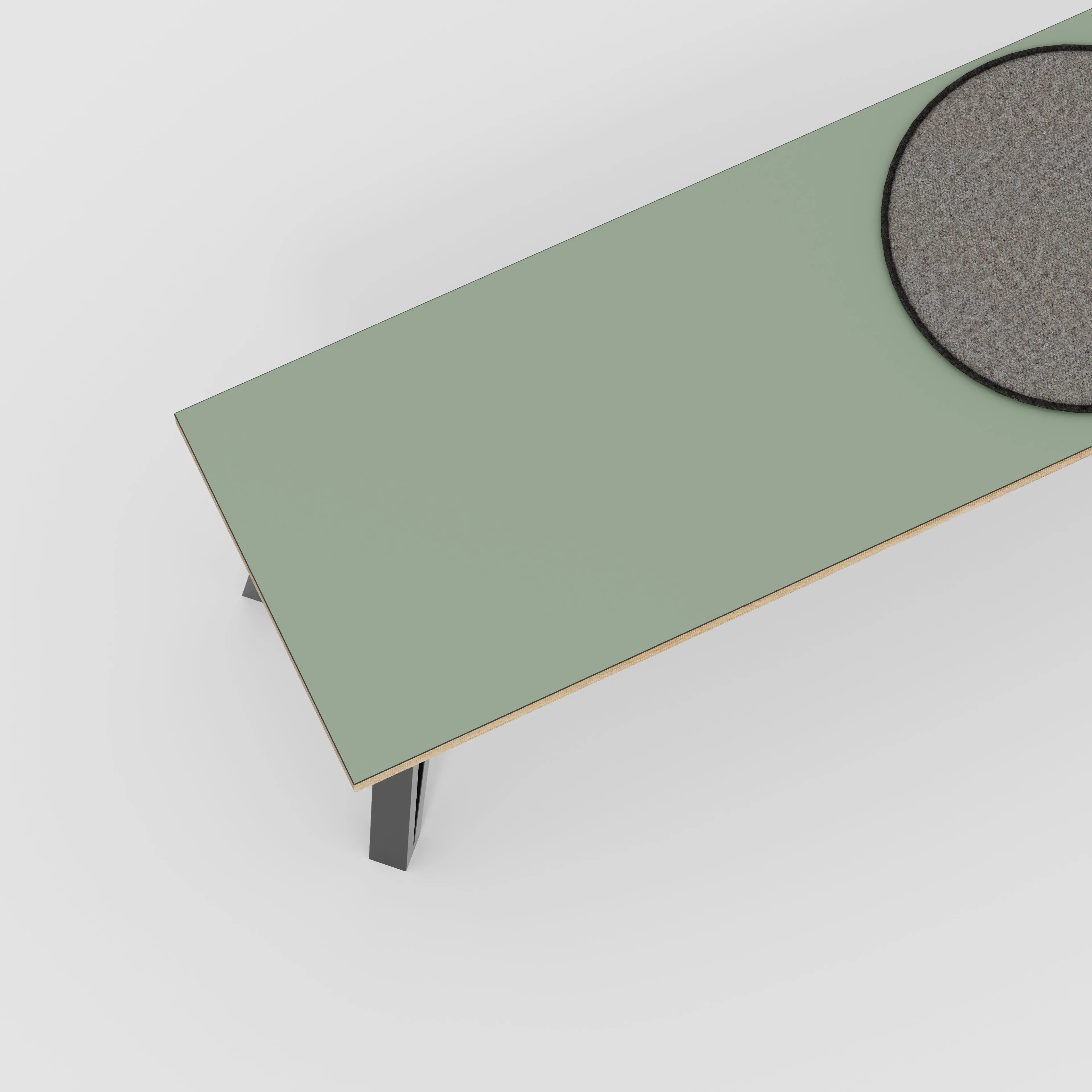 Plywood Bench Seat with Black Box Hairpin Legs - Formica Green Slate - 1200(w) x 400(d) x 450(h)