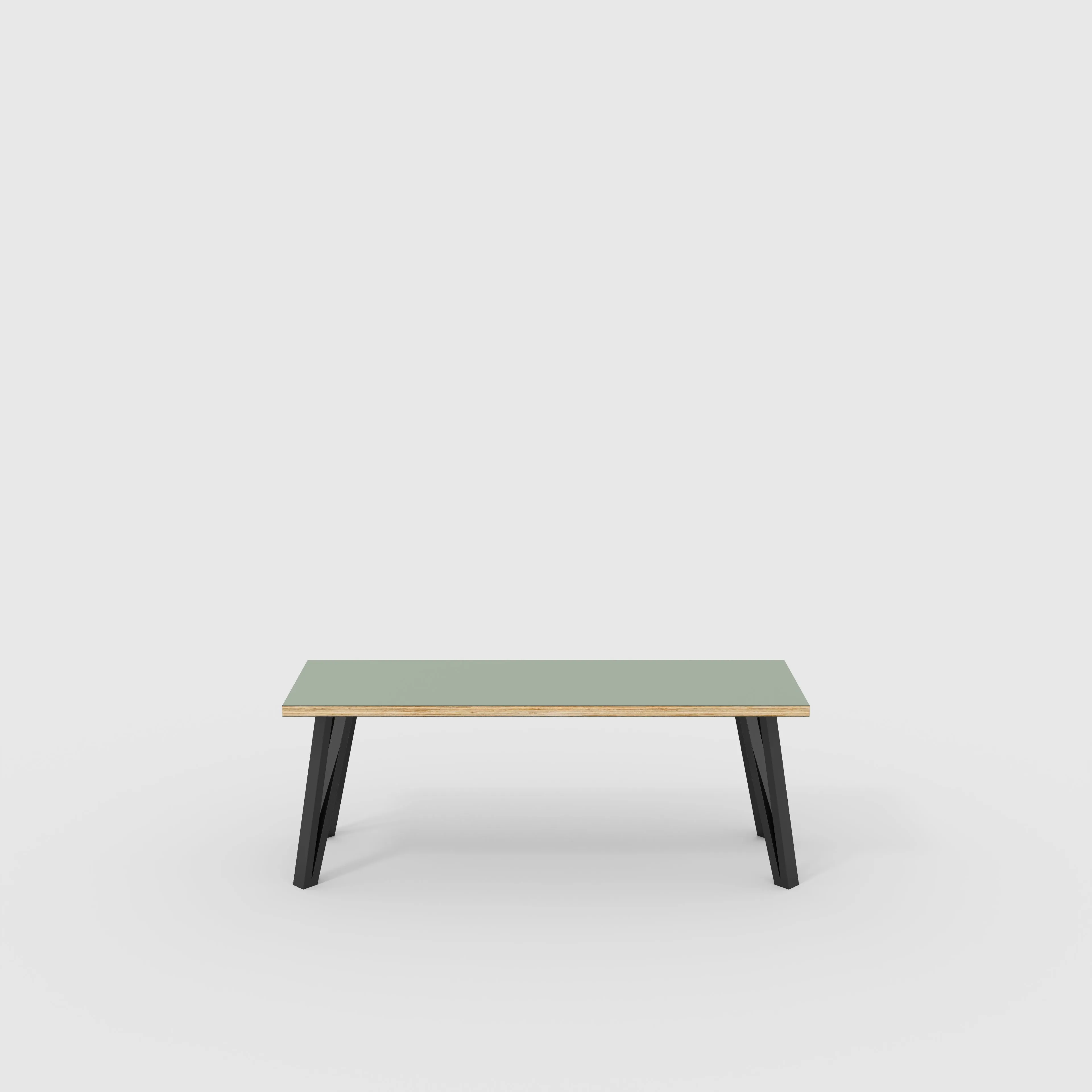 Plywood Bench Seat with Black Box Hairpin Legs - Formica Green Slate - 1200(w) x 400(d) x 450(h)