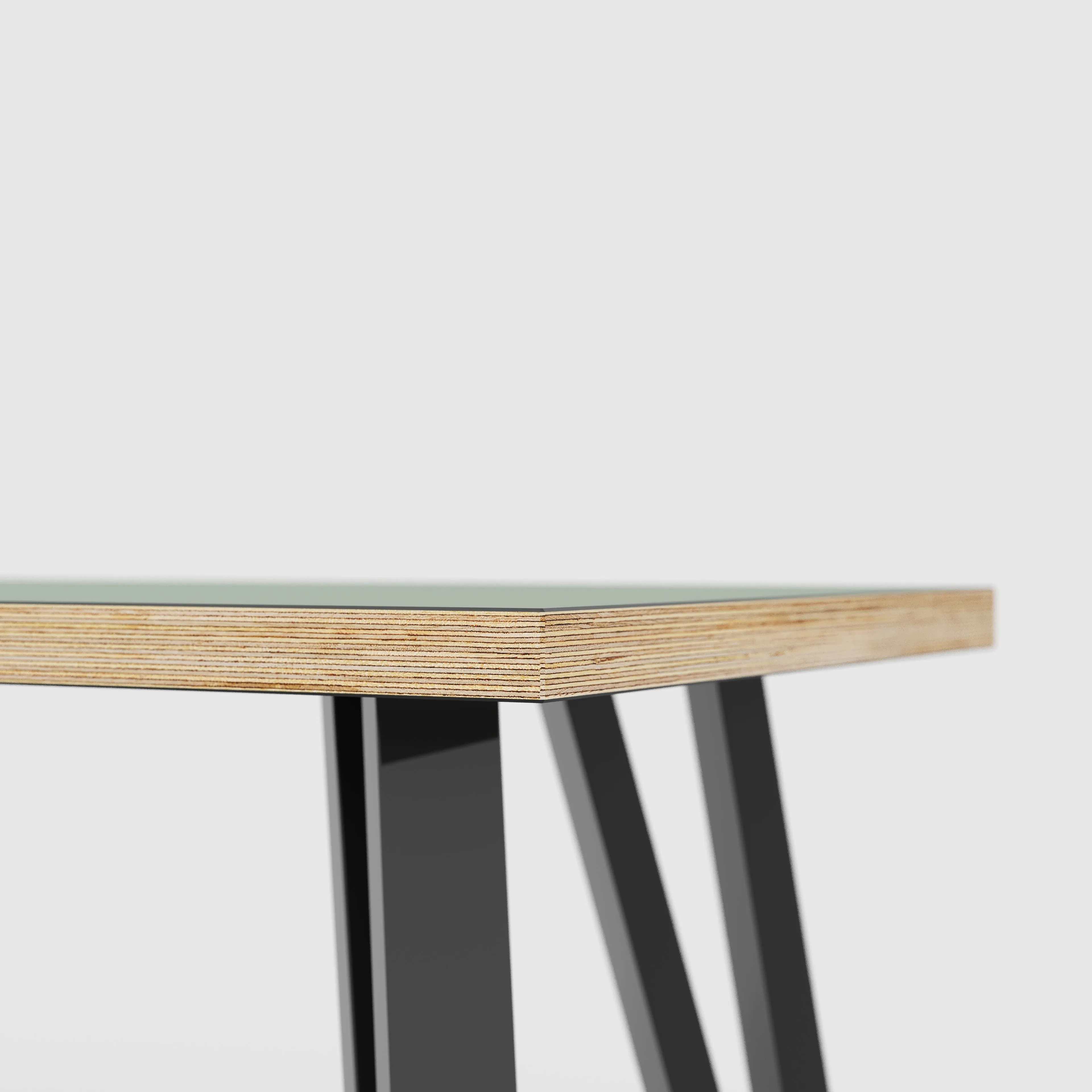 Plywood Bench Seat with Black Box Hairpin Legs - Formica Green Slate - 1200(w) x 400(d) x 450(h)