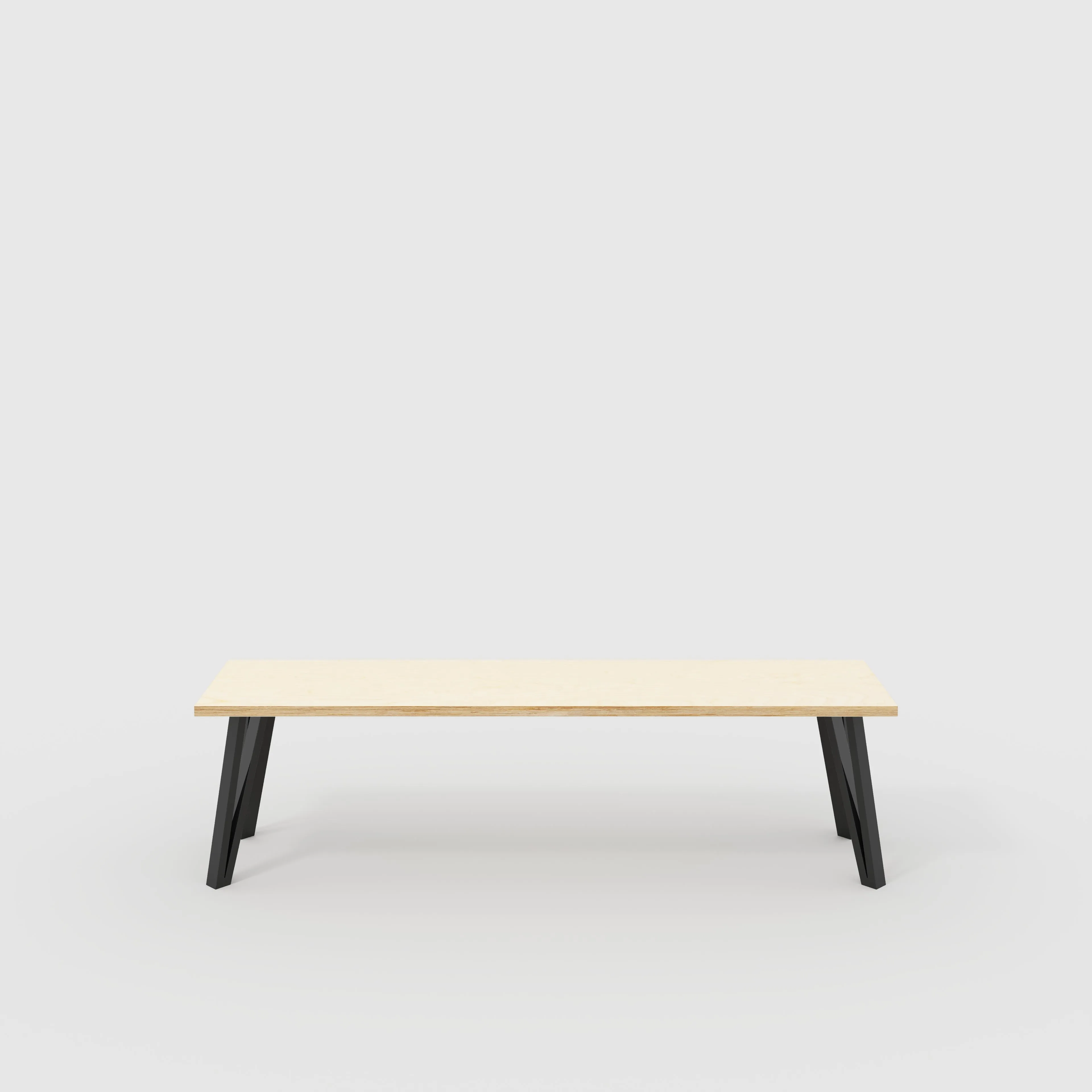 Plywood Bench Seat with Black Box Hairpin Legs - Plywood Birch - 1600(w) x 400(d) x 450(h)