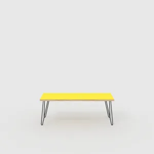 Plywood Bench Seat with Black Hairpin Legs - Formica Chrome Yellow - 1200(w) x 400(d)