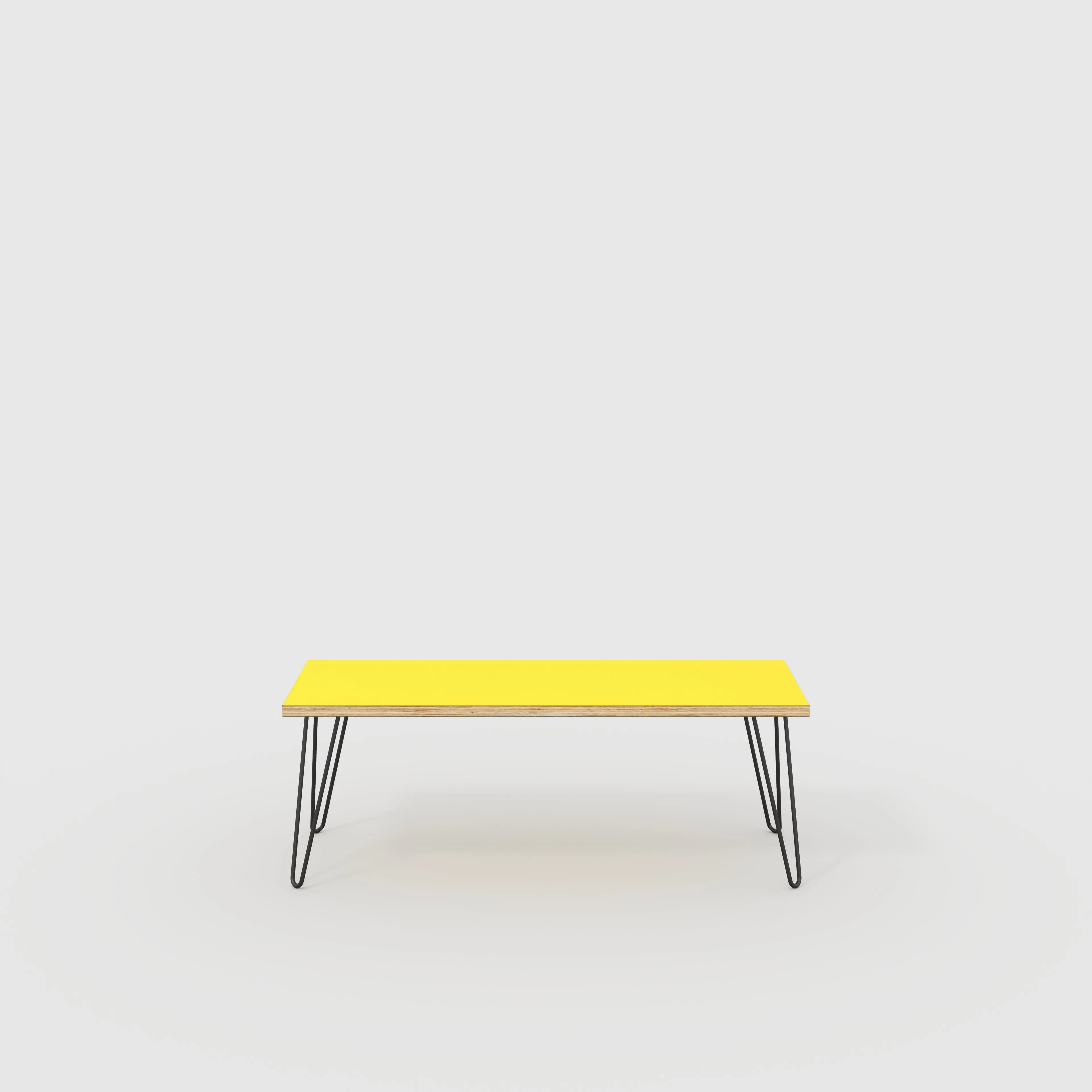 Plywood Bench Seat with Black Hairpin Legs - Formica Chrome Yellow - 1200(w) x 400(d)