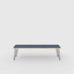 Plywood Bench Seat with Black Hairpin Legs - Formica Night Sea Blue - 1600(w) x 400(d)