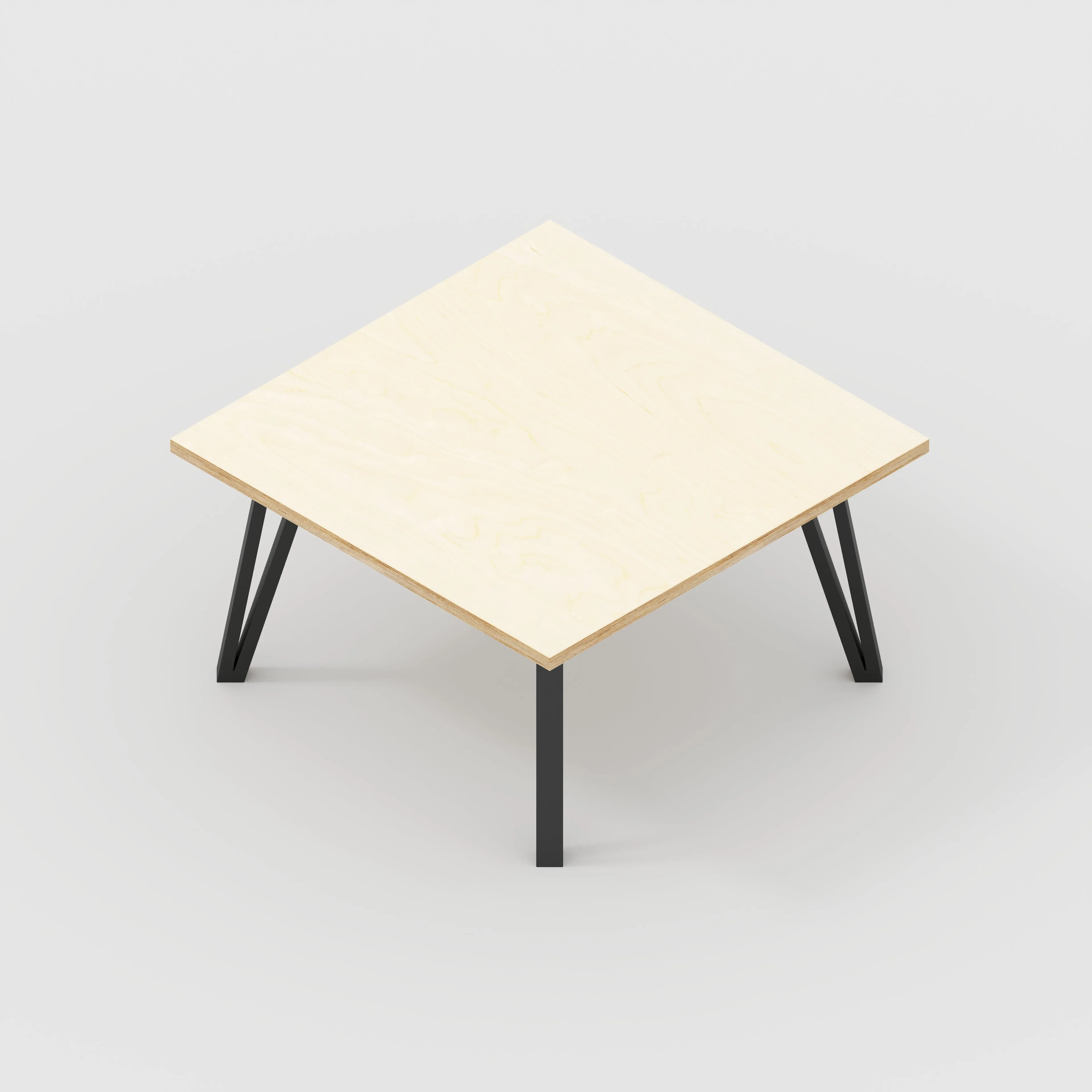 Plywood Coffee Table with Black Box Hairpin Legs - Plywood Birch - 800(w) x 800(d) x 425(h)