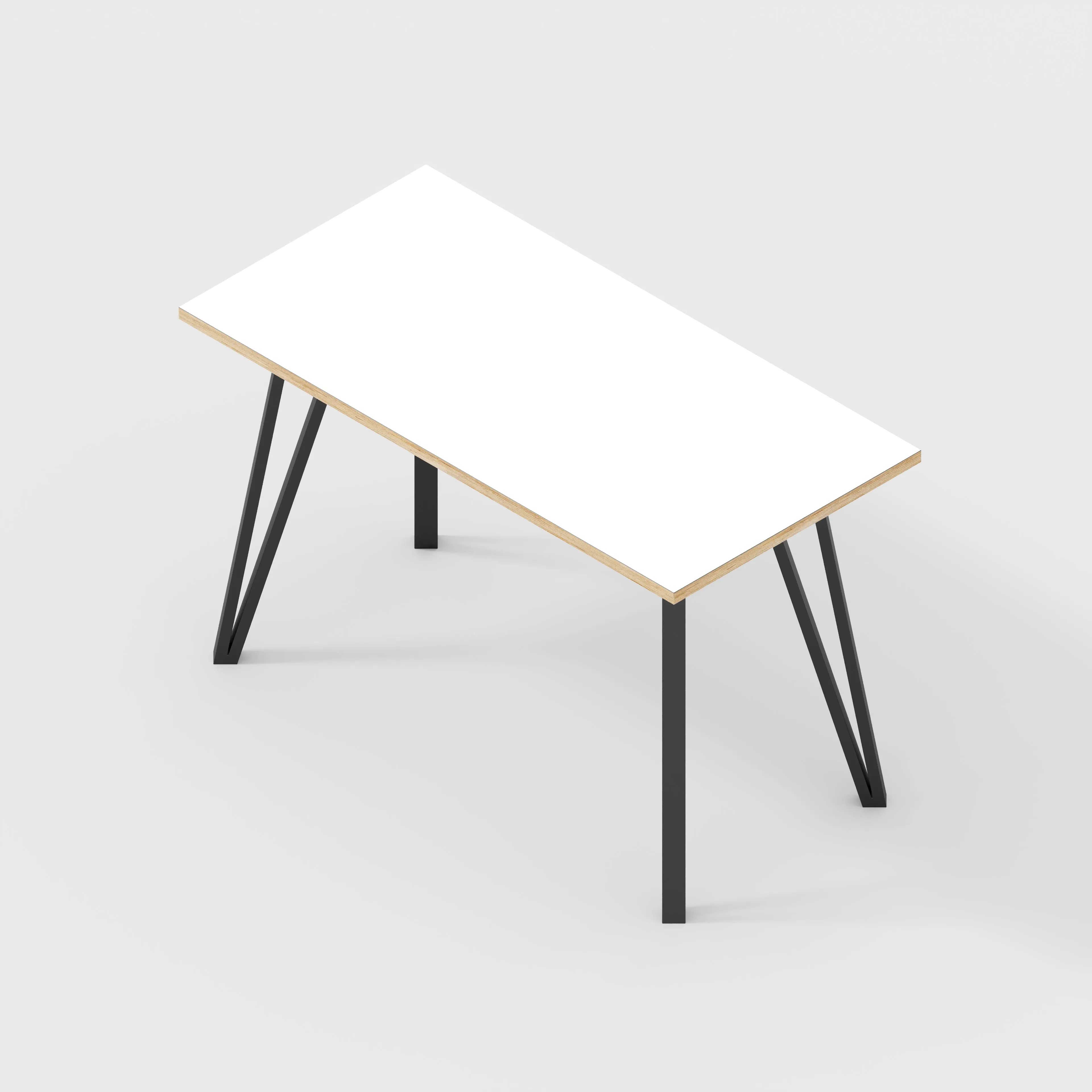 Plywood Desk with Black Box Hairpin Legs - Formica White - 1200(w) x 600(d) x 735(h)