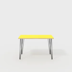 Plywood Desk with Black Hairpin Legs - Formica Chrome Yellow - 1200(w) x 600(d) x 735(h)