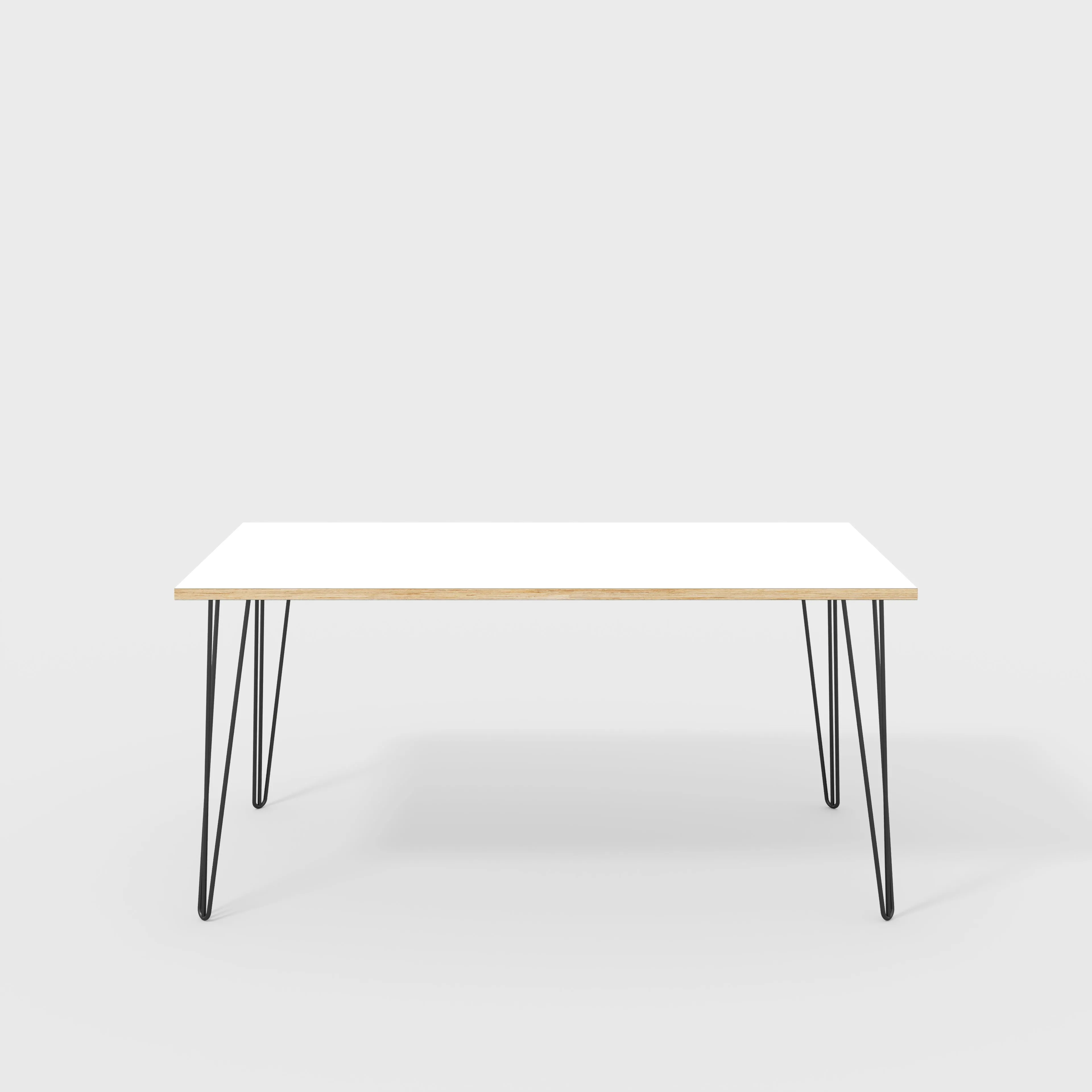 Plywood Desk with Black Hairpin Legs - Formica White - 1600(w) x 800(d) x 735(h)