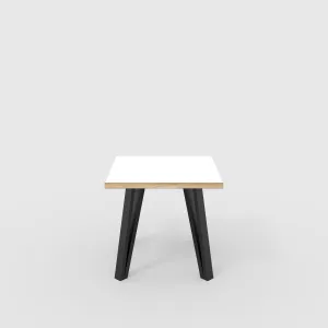 Plywood Side Table with Black Box Hairpin Legs - Formica White - 500(w) x 500(d) x 425(h)