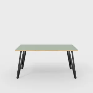 Plywood Table with Black Box Hairpin Legs - Formica Green Slate - 1600(w) x 800(d) x 735(h)