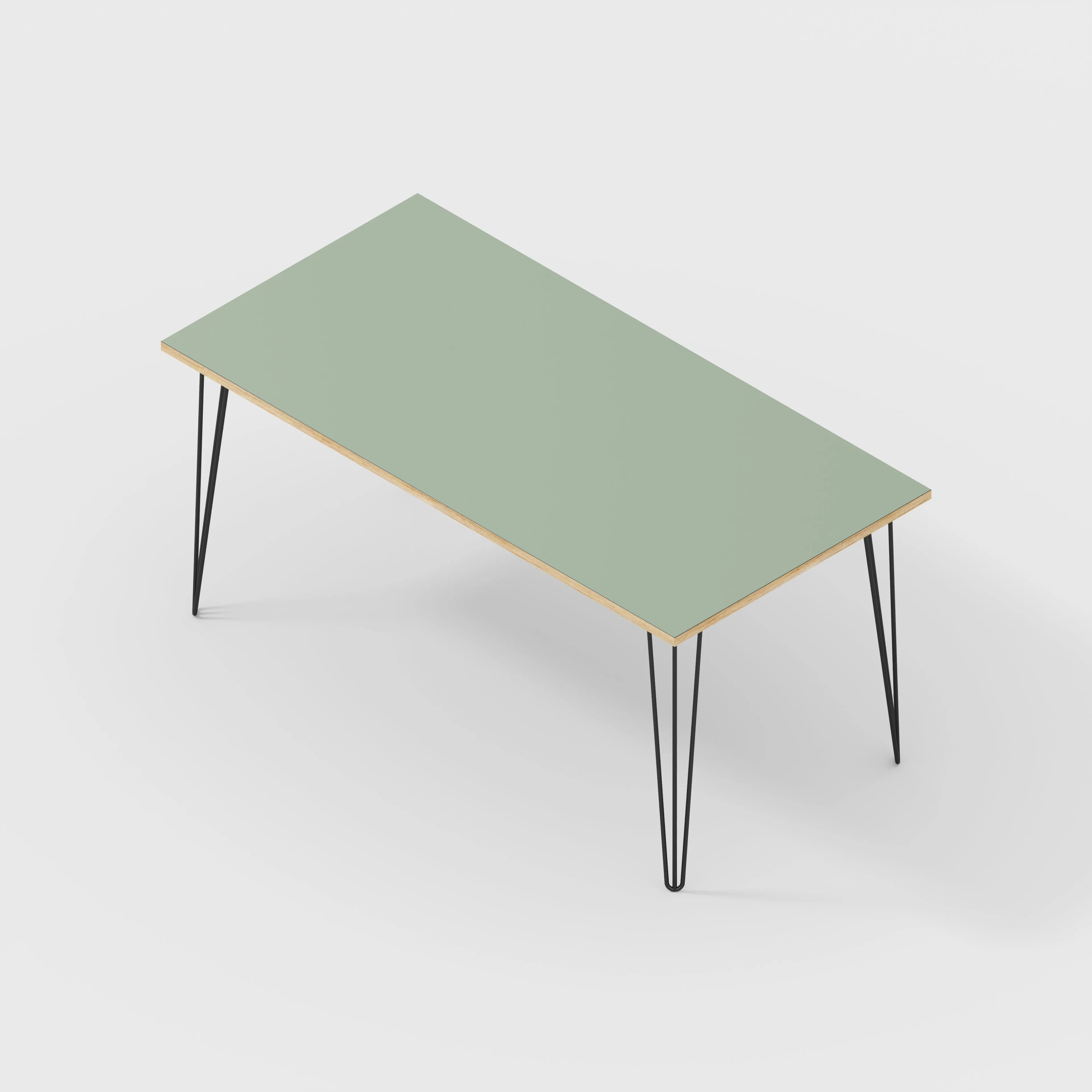 Plywood Table with Black Hairpin Legs - Formica Green Slate - 1600(w) x 800(d)