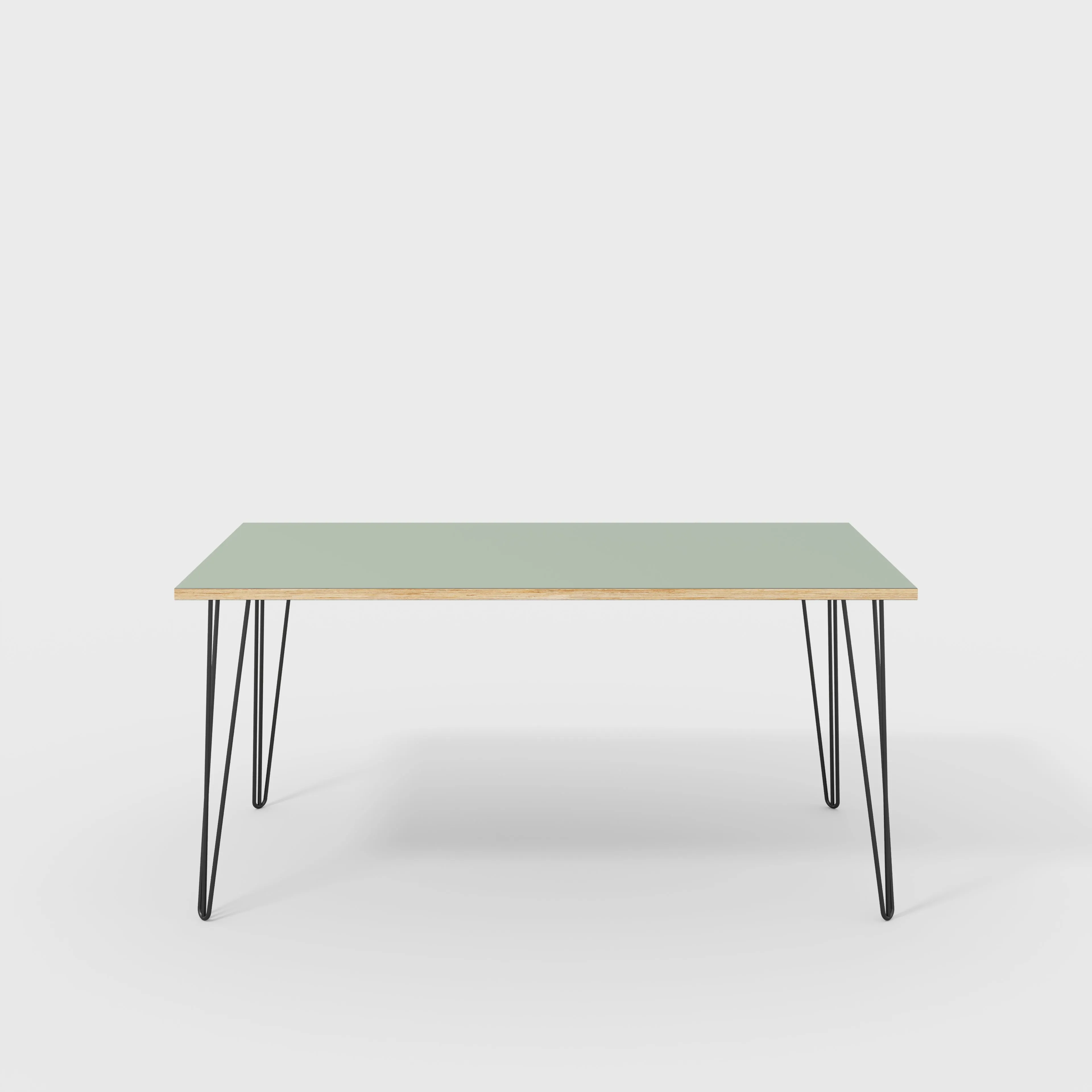 Plywood Table with Black Hairpin Legs - Formica Green Slate - 1600(w) x 800(d)